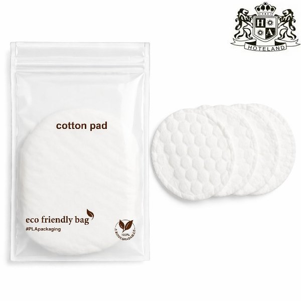 COTTON PADS eco friendly-Σετ 4 ροδελες-βαμβακια ντεμακιγιαζ απο 100% οργανικο βαμβακι σε αδιάβροχη γαλακτωδης οικολογική συσκευασία (400 Σετ/Κιβ) - Image 2