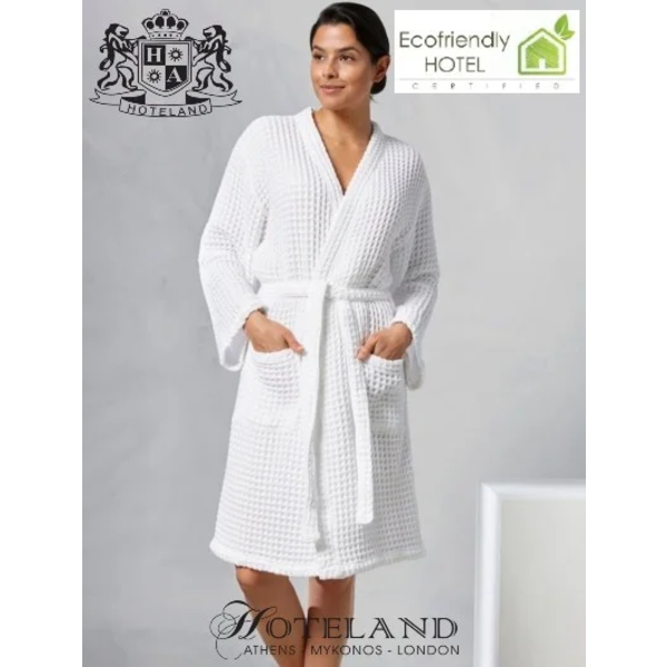 ECO FRIENDLY COZY Μπουρνουζι-Ρομπα (Εξω Πικε & Μεσα Πετσετε) Λευκο 480gsm 100% COTTON (Reglan LARGE & XLARGE) ΜΑDE IN EGYPT