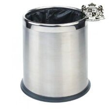 ALDA-Double layer room waste bin, round, brushed stainless steel, 8 l