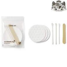 VANITY KIT 7 PIECES eco friendly-Σετ Ομορφιας & Περιποιησης (3 μπατονετες& 3 ροδελες-βαμβακια  ντεμακιγιαζ,1λιμα) απο 100% οργανικο βαμβακι σε αδιάβροχη γαλακτωδης οικολογική συσκευασία (300 Σετ/Κιβ)