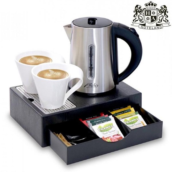 ALDA mini - SET BLACK DRAWER Δίσκος καλωσορίσματος με συρτάρι με διαστάσεις (26x18x7,5cm) & βραστήρας INOX 0,6L - Image 2