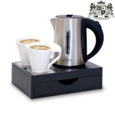 ALDA mini - SET BLACK DRAWER Δίσκος καλωσορίσματος με συρτάρι με διαστάσεις (26x18x7,5cm) & βραστήρας INOX 0,6L