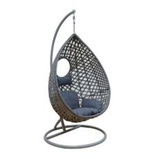 NEST23 anthracite - Kρεμαστη πολυθρονα μεταλικη & rattan 96 x 116 /102 x 200 (MADE IN ITALY)