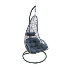 NEST33 anthracite - Kρεμαστη πολυθρονα μεταλικη & rattan 80 x 126 /102 x 200 (MADE IN ITALY)