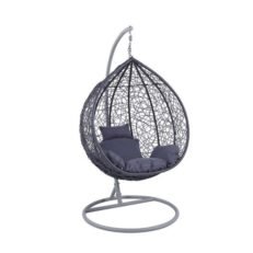 NEST13 anthracite - Kρεμαστη πολυθρονα μεταλικη & rattan 94 x 107 /102 x 200 (MADE IN ITALY)