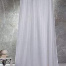 ΚΟΥΡΤΙΝΑ ΜΠΑΝΙΟΥ polyester 180Χ180 JACQUARD ΛΕΥΚΗ με 12 κρικους