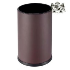 ALDA-Room waste bin, round, brown leatherine, 8L (MADE IN ΙΤΑLY)
