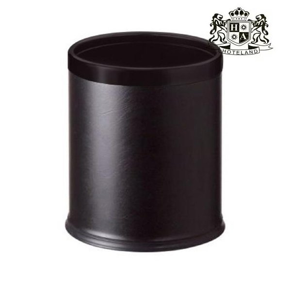 ALDA-Double layer room waste bin, round, black leatherette/black welt, 8 l