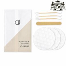 VANITY KIT bamboo bio 0% zero waste-Σετ Ομορφιας & Περιποιησης (3μπατονετες απο bamboo & 3ροδελες-βαμβακια ντεμακιγιαζ,1λιμα) απο 100% οργανικο βαμβακι σε αδιάβροχη οικολογική συσκευασία (200 Σετ/Κιβ)
