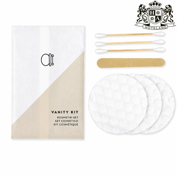 VANITY KIT bamboo bio 0% zero waste-Σετ Ομορφιας & Περιποιησης (3μπατονετες απο bamboo & 3ροδελες-βαμβακια ντεμακιγιαζ,1λιμα) απο 100% οργανικο βαμβακι σε αδιάβροχη οικολογική συσκευασία (200 Σετ/Κιβ)