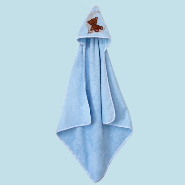 CHICO boy light blue κάπα - μπουρνουζάκι ΓΑΛΑΖΙΟ με κουκούλα 100% cotton Διάσταση 75x75