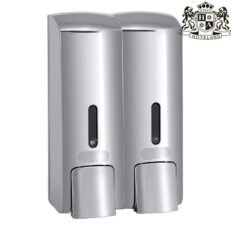 ΑLDA DISPENSER SILVER shiny επιτοιχιο (2 x 300ml) χειροκινητο για OΛΑ ΤΑ ΥΓΡΑ ΚΑΛΛΥΝΤΙΚΑ
