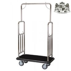 KGLC107ss SILVER TROLLEY μπρουτζινο μεταφορας βαλιτσων βαρεου τυπου με μαυρη μοκετα