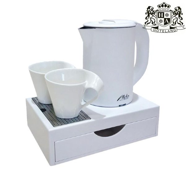 ALDA mini - ΣΕΤ WHITE DRAWER με διαστάσεις (26 x 18 x 7,5cm) & βραστήρας WHITE 0,8 L