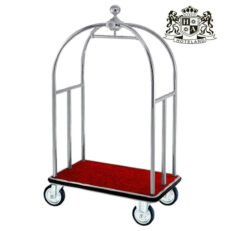 HOTEL CLASSIC SILVER TROLLEY μπρουτζινο με κρεμαστρα μεταφορας βαλιτσων βαρεου τυπου