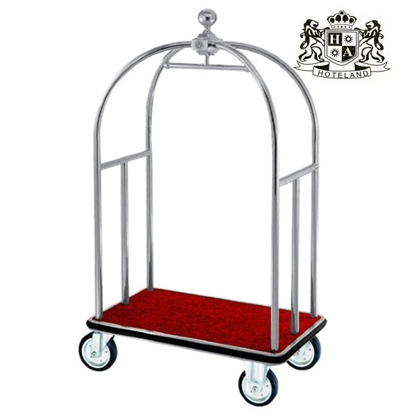 HOTEL CLASSIC SILVER TROLLEY μπρουτζινο με κρεμαστρα μεταφορας βαλιτσων βαρεου τυπου