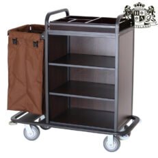 HOUSEKEEPING CART HC321 - Τρόλεϊ καμαριέρας χρώματος σκούρο καφέ - Ανοιχτό μπροστά (1,15x0,52x1,20m)