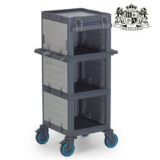 HOUSEKEEPING CART 212 - Τρόλεϊ καμαριέρας ΠΛΥΜΕΝΩΝ ΛΙΝΩΝ Γκρι Σταθερο Bαρέου τύπου ανοιχτο μπροστα (0,53x0,66x1,35m)