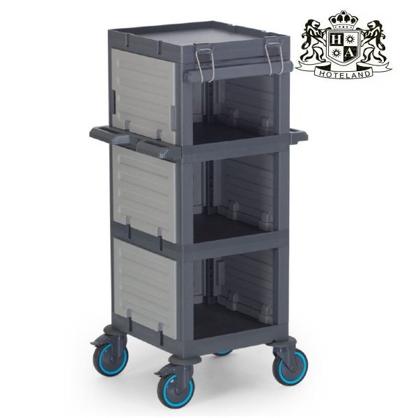 HOUSEKEEPING CART 212 - Τρόλεϊ καμαριέρας ΠΛΥΜΕΝΩΝ ΛΙΝΩΝ Γκρι Σταθερο Bαρέου τύπου ανοιχτο μπροστα (0,53x0,66x1,35m)