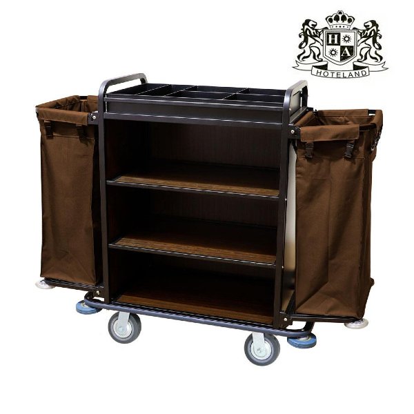 HOUSEKEEPING CART HC311/D - Τρόλεϊ καμαριέρας χρώματος σκούρο καφέ - Ανοιχτό μπροστά (1,44x0,54x1,21m)