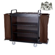 HOUSEKEEPING CART HC311/DL - Τρόλεϊ καμαριέρας χρώματος σκούρο καφέ - Ανοιχτό μπροστά (1,60x0,56x1,30m)