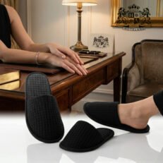 Alternative view of SUMMER PIQUE black 100% ECO PURE cotton (UNISEX 30,0cm) με ΑΝΤΙΟΛΙΣΘΗΤΙΚΗ ενισχυμένη σόλα & κουτουπιε- Συσκευασμένες ανά ζεύγος σε ΟΙΚΟΛΟΓΙΚΟ διάφανο σακουλάκι (100 Zευγη/Κιβ)