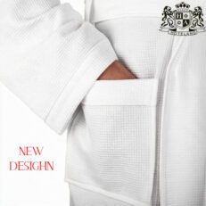 Alternative view of NEMESIS LARGE-NEO Μπουρνουζι Πικε waffle White (Μικρη Σφηγκοφωλια-Βαφλα) 100% EGYPTIAN COTTON 350gsm (ME ΛΕΥΚΟ ΡΕΛΙ ΣΑΤΕΝ ΠΕΡΙΜΕΤΡΙΚΑ ΣΕ ΓΙΑΚΑ-ΤΣΕΠΕΣ-ΜΑΝΙΚΙΑ)