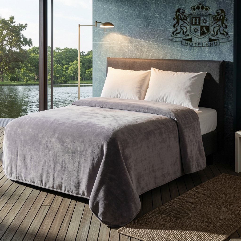 ΚΟΥΒΕΡΤΑ ΧΕΙΜΕΡΙΝΗ Grey Frost Velour-ΙΣΠΑΝΙΑΣ 600GSM ΜΟΝΗ (160 x 220)