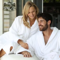 EROS MEDIUM-Μπουρνουζι-Ρομπα White SMOKING 100% COTTON 550gsm ECO FRIENDLY