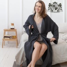 Alternative view of NEMESIS ΜΕDIUM-Μπουρνουζι-Ρομπα Πικε Waffle Gray ΚΙΜΟΝΟ 100% COTTON 350gsm