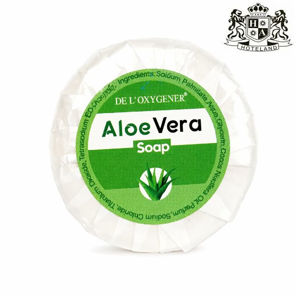 DE L OXYGENE/ALOE VERA Σαπουνι Στρογγυλο 15gr εμπλουτισμενο με ΠΡΑΣΙΝΗ PROVITAMIN B5 & ALOE VERA σε πλισε αδιαβροχο περιτυλιγμα (500 Σαπουνια/Κιβ)