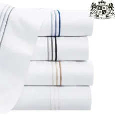 ΠΛΑΚΕ ΣΕΙΡΑ-ΣΕΝΤΟΝΙ ΜΟΝΟ (Πανωσεντονο Με Τριπλο-Πλακε Κεντημα) (1,90 x 2,95) (Mαυρη-Μπλε-Ασημι) ΒΑΜΒΑΚΟΣΑΤΕΝ MYKONOS 100% BAMBAKI TC-400 ΚΛΩΣΤΕΣ ROYAL SHINE