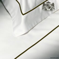 ΣΕΝΤΟΝΙ ΜΟΝΟ (Πανωσεντονο Με Μπλε Πλακε Κεντημα) (1,70 x 2,80) ΒΑΜΒΑΚΟΣΑΤΕΝ MYKONOS 100% BAMBAKI TC-400 ΚΛΩΣΤΕΣ ROYAL SHINE