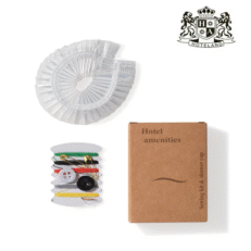 SHOWER CAP & SEWING KIT kraft– Αδιαβροχο Σκουφάκι Μπάνιου & Σετ ραπτικης σε πολυτελης οικολογικη συσκευασια κασετινας kraft (500 Σετ/Κιβ)