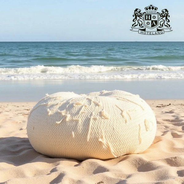 Pouffe CONRAD Cotton Macrame 200 x 200 x 45cm SAND