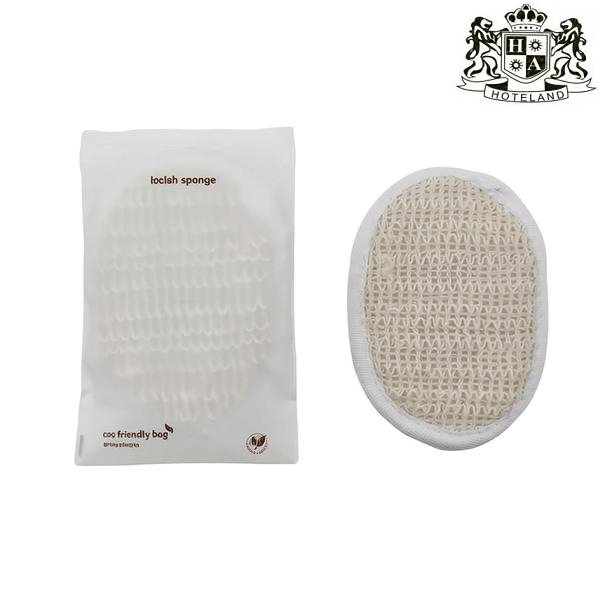 LOOFAH eco friendly-Λουφα-Σφουγγαρι με Πετσετα στην πισω πλευρα & λαστιχο ασφαλειας Βιοδιασπωμενο & Οικολογικο σε αδιαβροχο γαλακτερο οικολογικο σακουλακι eco friendly (100 Τεμ/Κιβ)