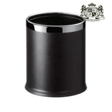 ΑLDA-ΔΕΡΜΑΤΙΝΟ μαυρο στρογγυλο με ΙΝΟΧ φινιρισμα - Ακαυστο & Mε Διπλο Πατο(MADE IN ENGLAND)