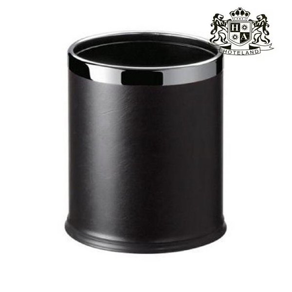 ΑLDA-ΔΕΡΜΑΤΙΝΟ μαυρο στρογγυλο με ΙΝΟΧ φινιρισμα - Ακαυστο & Mε Διπλο Πατο(MADE IN ENGLAND)