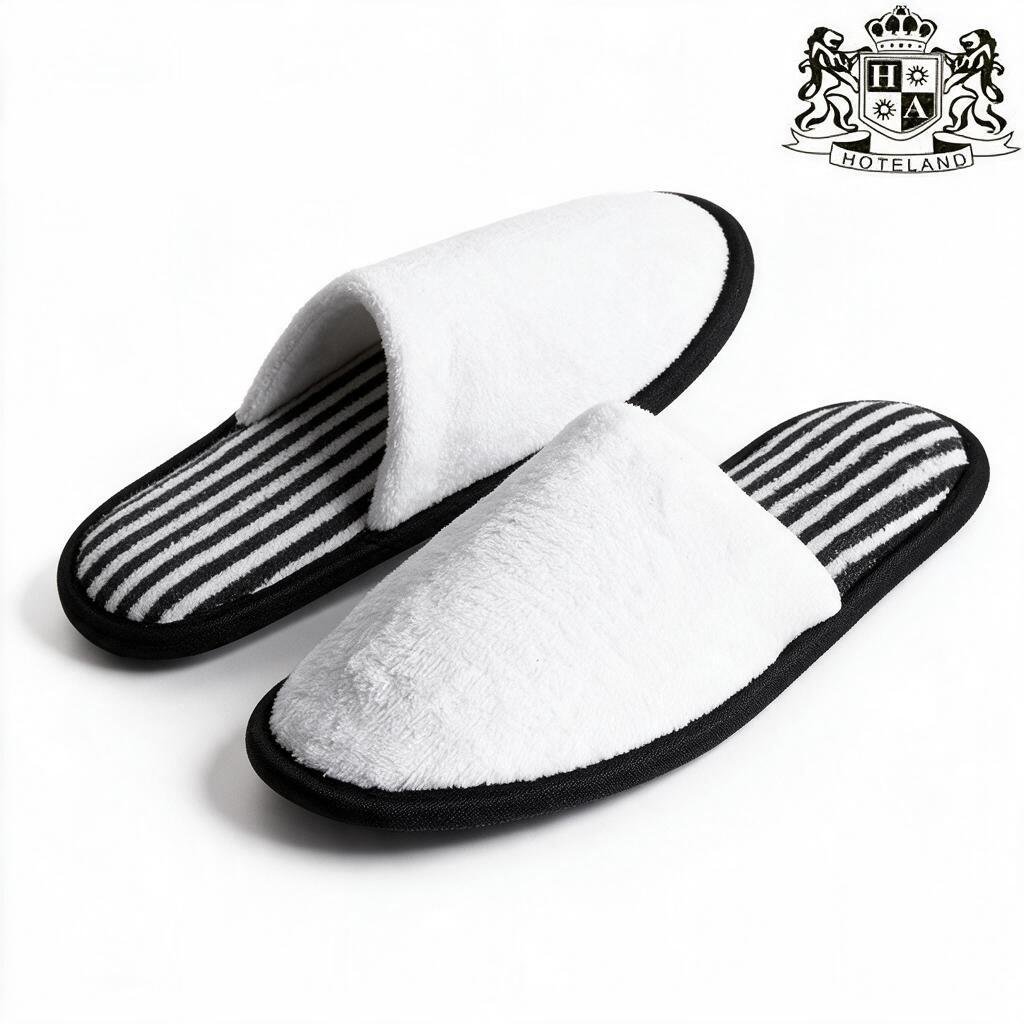 ΒΕΛΟΥΔΟ DELUXE Stripe-ANTIOΛΙΣΘΗΤΙΚΕΣ Παντόφλες (ΠΑΧΟΣ ΣΟΛΑΣ 5mm) (UNISEX 28cm) με ειδικα αντιολισθητικα μπιλακια σιλικονης στην σολα (Διαφανο Oικολογικο Σακουλακι Ανα Ζευγος) (220 Ζευγη/Κιβωτιο) - Image 2