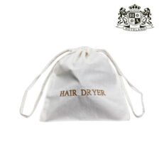 HAIR DRYER Eco Cotton-Σεσουαρ/Ισιωτικης Μαλλιων eco friendly 100% cotton NATURAL σε σχημα πουγκι με κορδονια και κεντημενη φραση ”HAIR DRYER” (size 32 x 35cm)- (300 Tεμ/Κιβ)