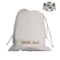 SHOE BAGS Eco Cotton-Yποδηματων eco friendly 100% cotton NATURAL σε σχημα πουγκι με κορδονια και κεντημενη φραση ”SHOE BAG” (size 27 x 36cm)- (200 Tεμ/Κιβ)