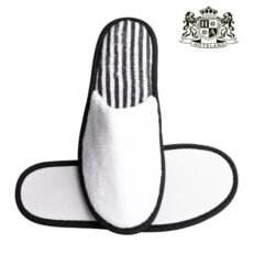 ΒΕΛΟΥΔΟ DELUXE STRIPE-Παντόφλες Λευκες Ριγε Με Aντιολισθητικο Πατο (UNISEX 29,00cm)