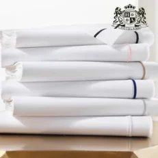 Alternative view of ΚΟΡΥΦΑΙΑ ΠΟΙΟΤΗΤΑ-ΠΛΑΚΕ ΣΕΙΡΑ-ΣΕΝΤΟΝΙ ΜΟΝΟ (Πανωσεντονο Με Μπλε Πλακε Κεντημα) (1,90 x 2,90cm) ΒΑΜΒΑΚΟΣΑΤΕΝ MYKONOS 100% BAMBAKI TC-400 ΚΛΩΣΤΕΣ ROYAL SHINE