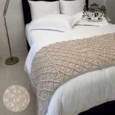 BOHO sand MACRAME BED RUNNER-100% Cotton Χειροποιητο runner κρεβατιου MONO (0,60 x 1,60cm)