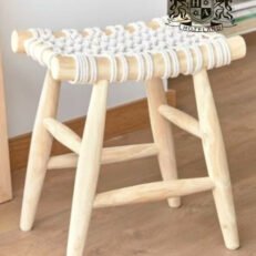 BOHO natural MACRAME ROOM POOF-100% Cotton Χειροποιητο βοηθητικο σκαμπο δωματιου (0,45 x 0,32 x 0,45cm)