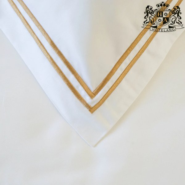 ΚΟΡΥΦΑΙΑ ΠΟΙΟΤΗΤΑ-ΠΛΑΚΕ ΣΕΙΡΑ-ΣΕΝΤΟΝΙ ΜΟΝΟ (Πανωσεντονο Με Χρυσο Διπλο-Πλακε Κεντημα) (1,70 x 2,80cm) ΒΑΜΒΑΚΟΣΑΤΕΝ MYKONOS 100% BAMBAKI TC-400 ΚΛΩΣΤΕΣ ROYAL SHINE