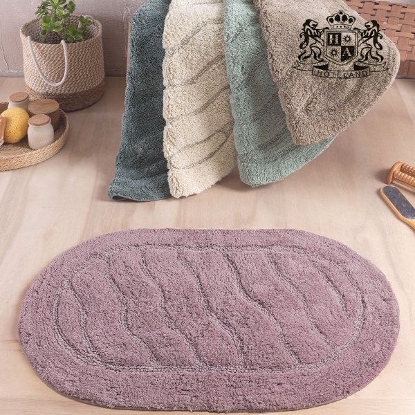 OVAL XAΛΑΚΙΑ ΜΠΑΝΙΟΥ-ΑΠΑΛΟ ΜΩΒ 100% COTTON Mε Πλουσιο Πελλος (0,50 X 0,80cm) - Image 2