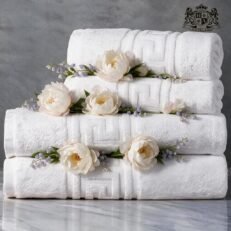 K-MAIANDROS 50-ΠΕΤΣΕΤΕΣ ΛΕΥΚΕΣ JAQUARD 100% COTTON 500gsm ΠΕΤΣΕΤΕΣ ΠΡΟΣΩΠΟΥ (0,50 x 0,90)
