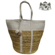 Xειροποιητη Τσάντα Θαλάσσης 100% απο Φυσικη Γιούτα Natural – Off White 40×50 – Design 10