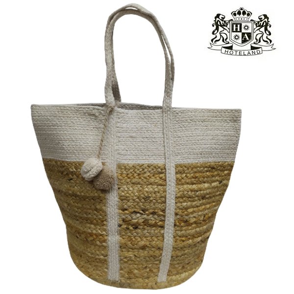 Xειροποιητη Τσάντα Θαλάσσης 100% απο Φυσικη Γιούτα Natural – Off White 40×50 – Design 10